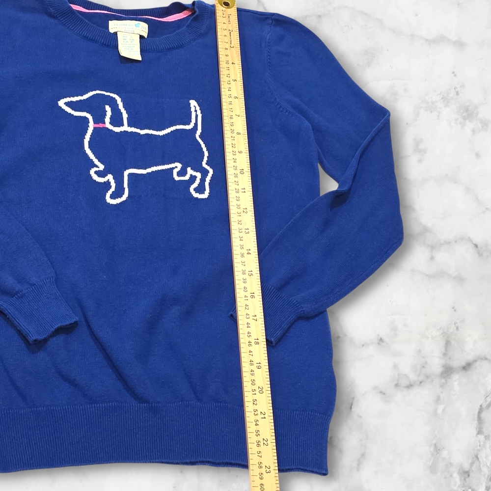 Caribbean Joe Royal Blue Sweater with Dog Design Size Small (S) B47 - Picture 6 of 8